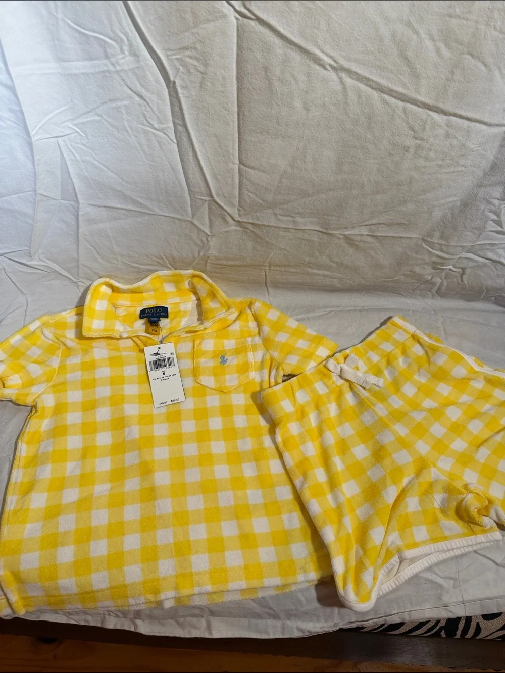 Ralph Lauren Yellow & White Gingham Polo Short Set